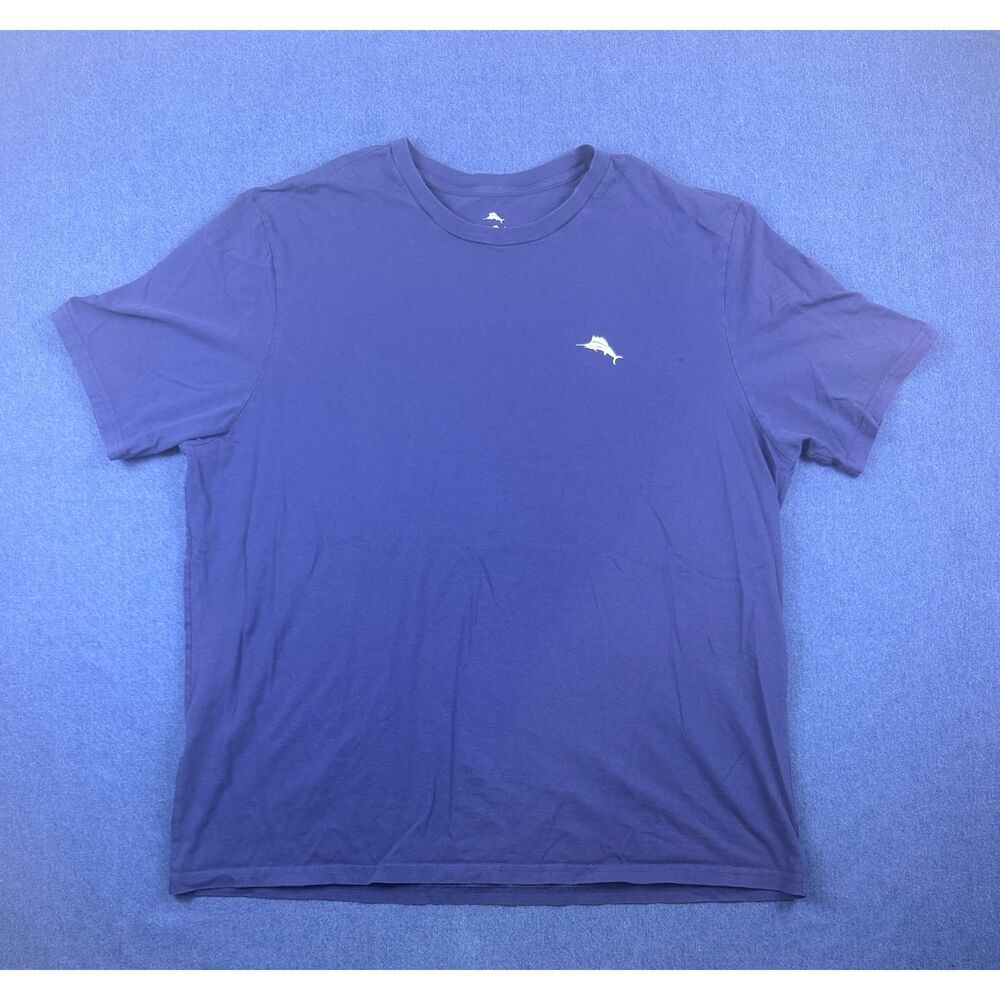 Tommy Bahama Men’s XXL Blue Golf Graphic T Shirt Marlin Hibiscus Tropical
